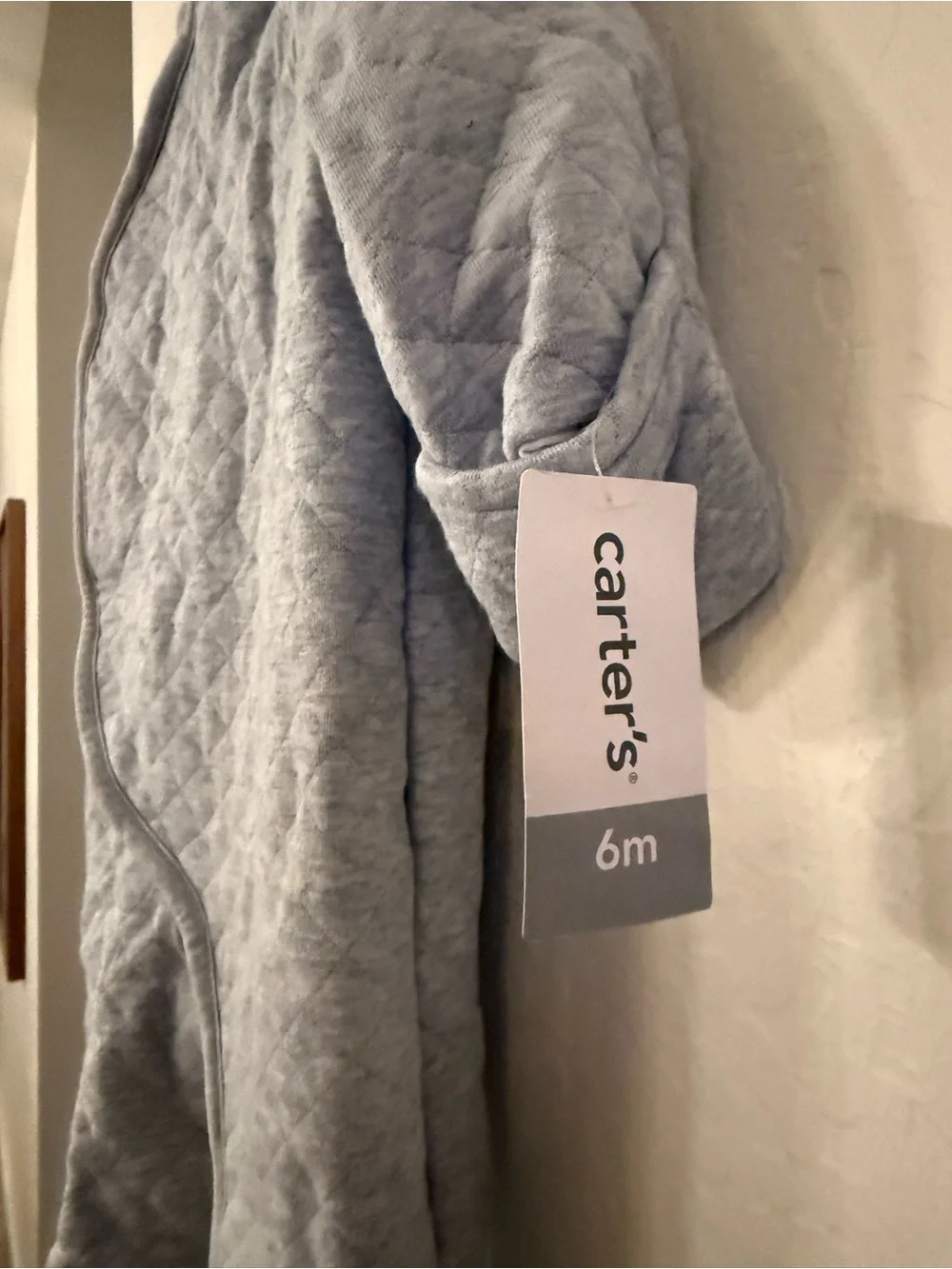 Carter's Quilted Light Gray Hooded Footed One-Piece